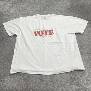 Hanes Authentic Graphic T-Shirt Mens 2XL White Crew Neck 100% Cotton Voting Tee